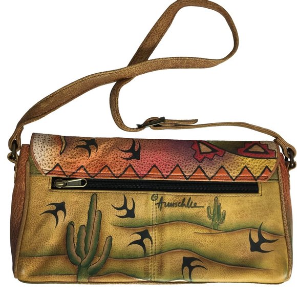 Anuschka NEVER USED Handpainted Leather Shoulder Bag Southwest Tribal - Picture 3 of 12